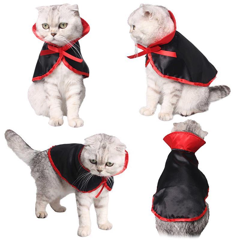 Kæledyr kat cosplay kappe kostume horn halloween kæledyr kostumer sød cosplay vampyr kappe kappe hund kasket med cosplay horn