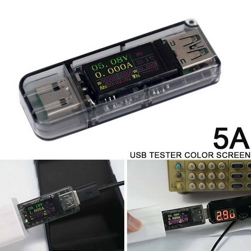 Usb Power Meter Digitale Multimeter Huidige Tester 5A Usb Tester Kleur Screen Spanning En Stroom Meter Power