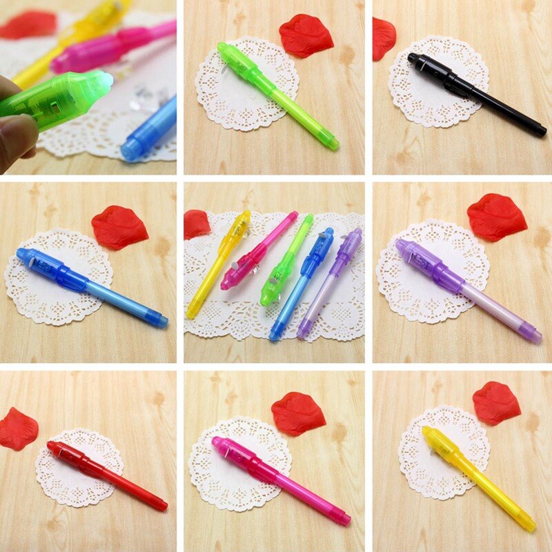 Luminous Light Pen Magic 2 In 1 UV Black Light Drawing Invisible Ink Pen Office School For Child Random Color
