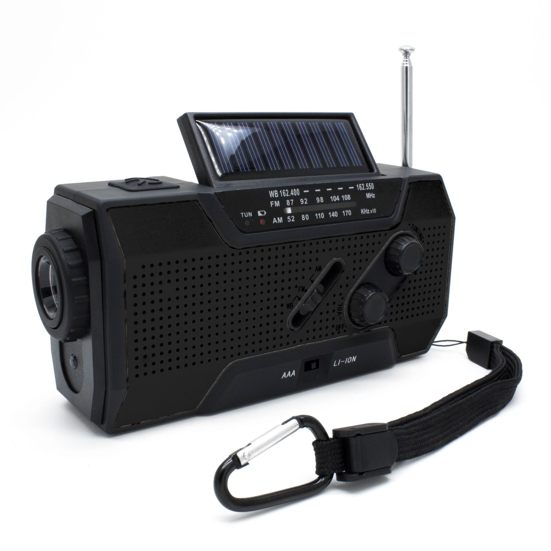 Solar Powerbank Radio 2000mAh Disaster Prevention Radio Multifunctional Portable Emergency Radio With LED Flashlight Solar Radio: black