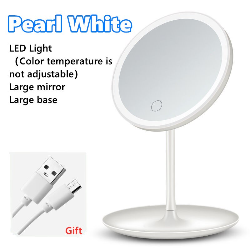 Led Light Makeup Mirror Storage LED Face Mirror Adjustable Touch Dimmer USB Led Vanity Mirror Table Desk Cosmetic Mirror: Blue