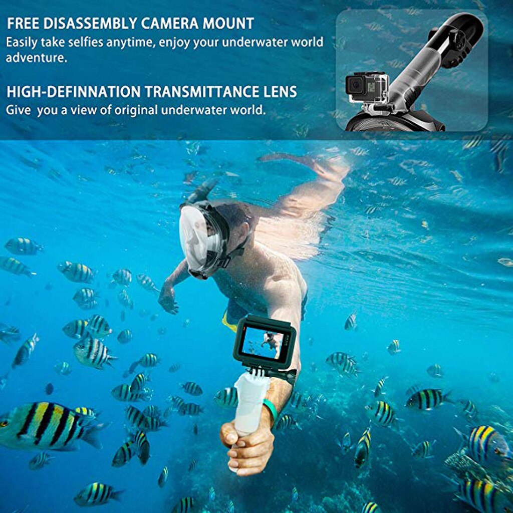 Diving Mask Snorkel Snorkeling Mask Detachable Camera Upgraded Dive Mask Newest Breathing System scuba diving snorkel mask j25