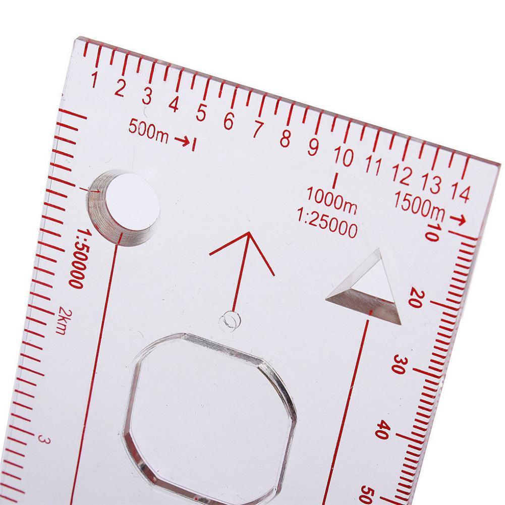 1pc Mini Compass Map Scale Ruler Magnifying Navigation Map Multifunctional Equipment For Outdoor Hiking Camping