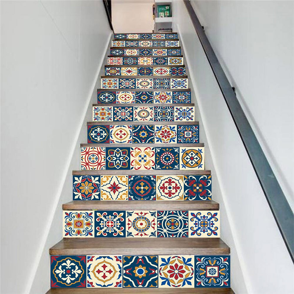13 Uds. Escalera costura serie azulejos de Color decoración hogar impermeable pegatinas de pared creativos pasos pegatinas