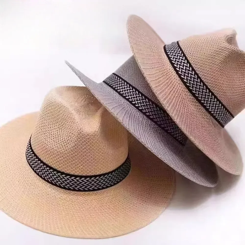 1Stck Klassische Panama Stroh Hütte für Männer Sommer Breite Krempe Angeln Kappe Ich bin Freien Reise Wandern Sonnenschutz Schutz Modische hüte