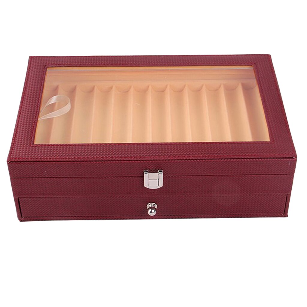 24 Pen Display Case Storage and Fountain Pen Collector Organizer Box, 2 Layers PU Leather Display Case