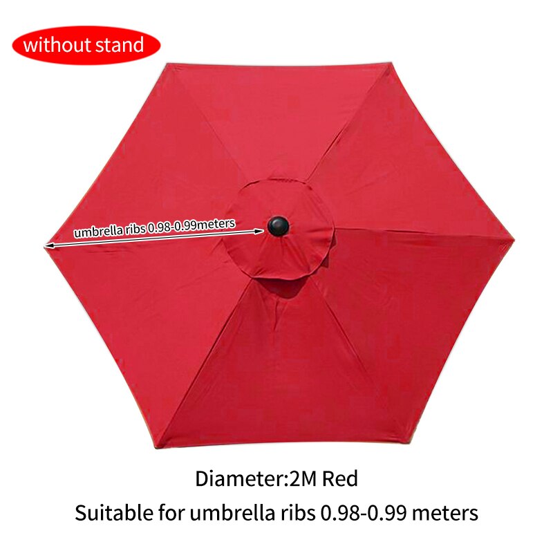 Polyesteri vaihtopäällinen päivänvarjokatoksen aurinkovarjo viileänä patio kotitalouksien sateenvarjo sateenkestävä kangas: 2m punaista 6- luuta