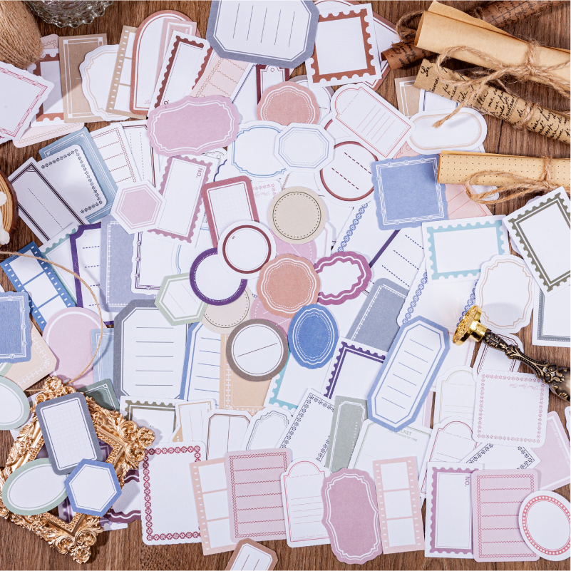30 Uds. Etiquetas adhesivas de marco minimalista, Collage artístico, diario basura, suministros para álbum de recortes, pegatinas estéticas artesanales, marcado