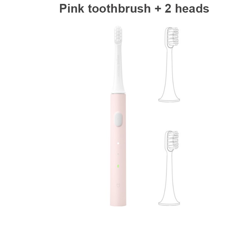 Xiaomi-cepillo de dientes Mijia T100 Mi, cepillo de dientes eléctrico inteligente Original de 46g y 2 velocidades Xiaomi, Sónico cepillo de dientes, blanqueador, recordatorio de zona de cuidado bucal: pink with 2 heads