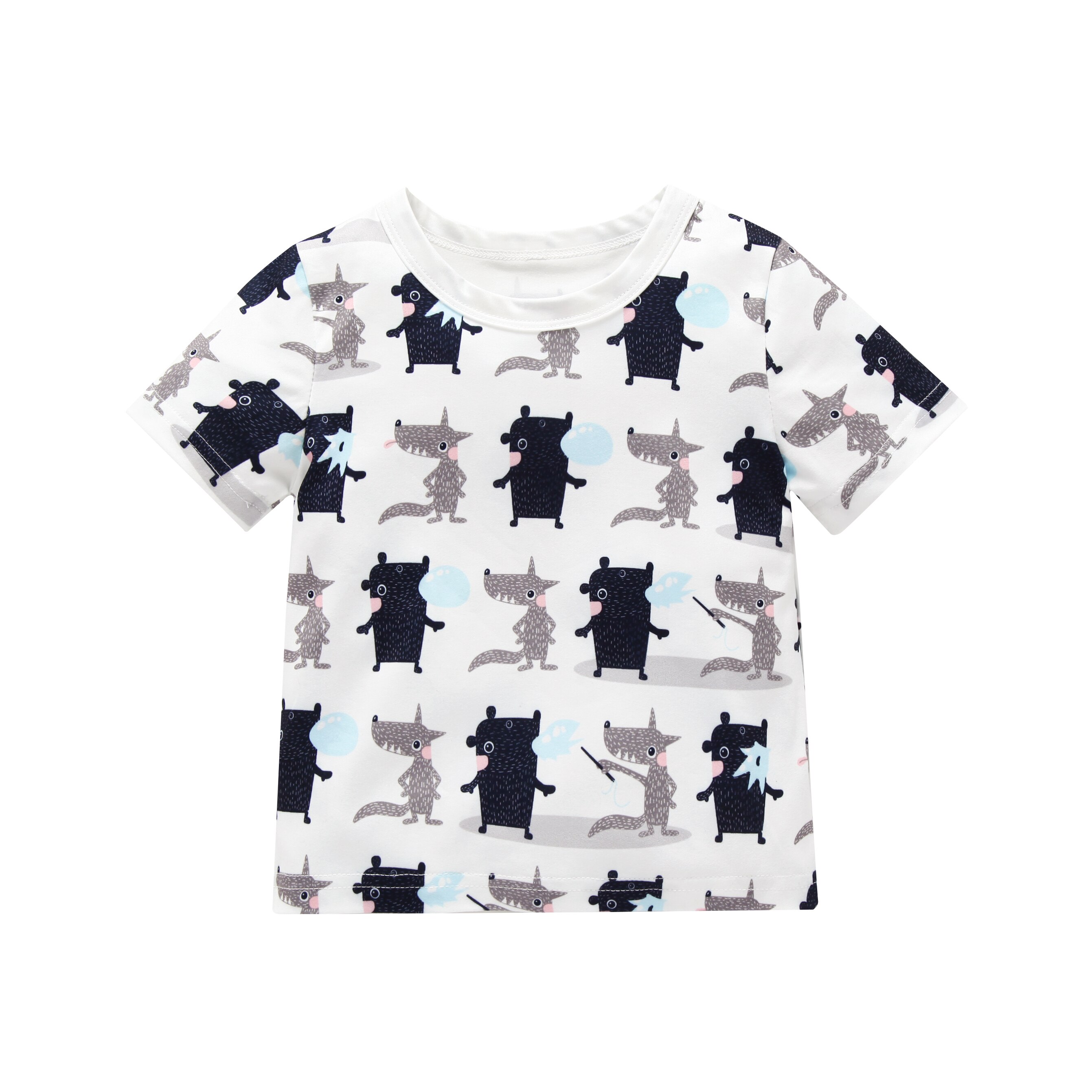 Leuke Mode Peuter Kinderen Baby Boy T-shirt O Hals Cartoon Korte Mouw Animal Gedrukt Top Kleding Outfits Zomer kleding