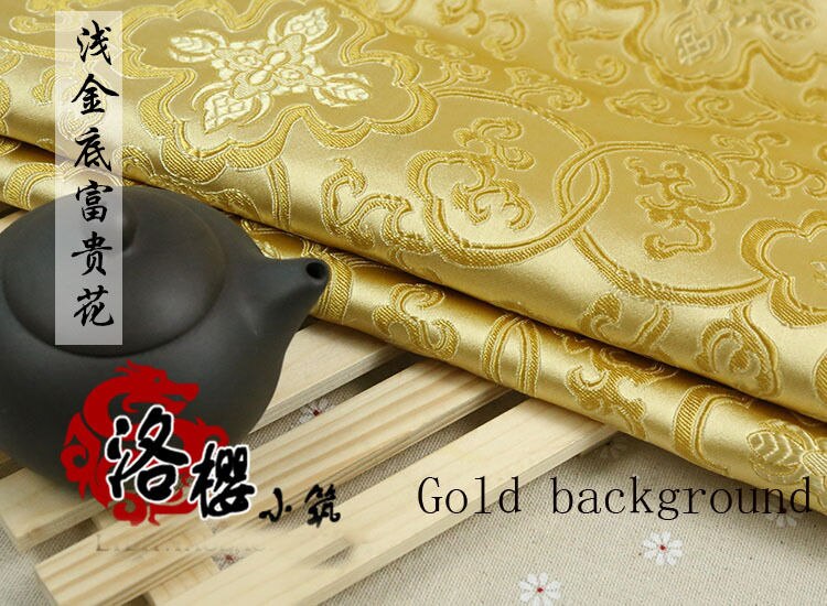Costume chinois Han Tang | Kimono en soie, Damask, tissu broderie, fleurs riches, Style épais: Or