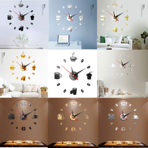 Reloj de pared grande de cuarzo 3D DIY, relojes decorativos grandes de cocina, pegatinas de espejo acrílico, reloj de pared de gran tamaño, letra para el hogar, decoración del hogar