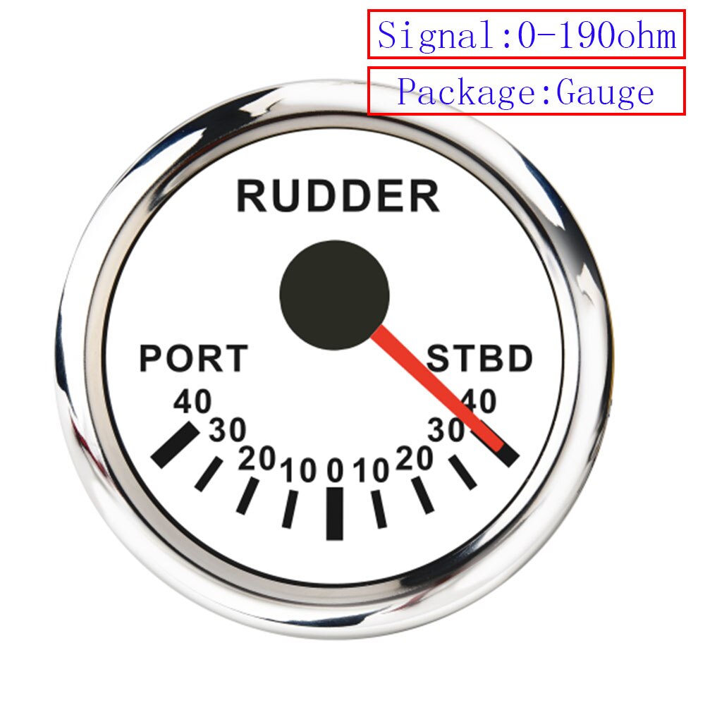 Boat Marine Rudder Angle Indicator With Rudder Angle Sensor 0-190ohm Sailing Boat Pack of 1 Rudder Angle Meter 52MM Gauge RedLED: WS only Gauge