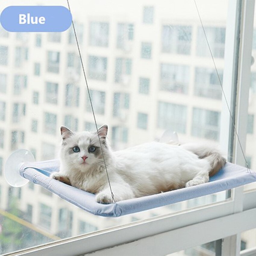 Hamac pour animaux de compagnie, lit-balançoire suspendu, siège de repos, perchoir, fenêtre, confortable, 20kg: Blue