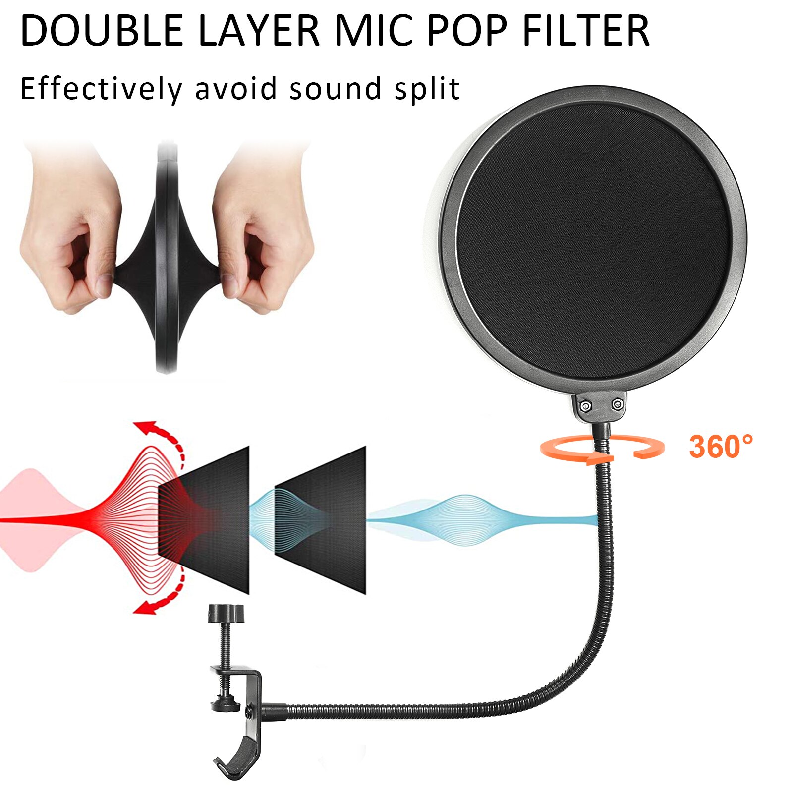 Adjustable Microphone Arm Stand Universal Shock Mount /Mic Clip Holder/Table Mounting Clamp&amp;Pop Filter Cantilever Bracket