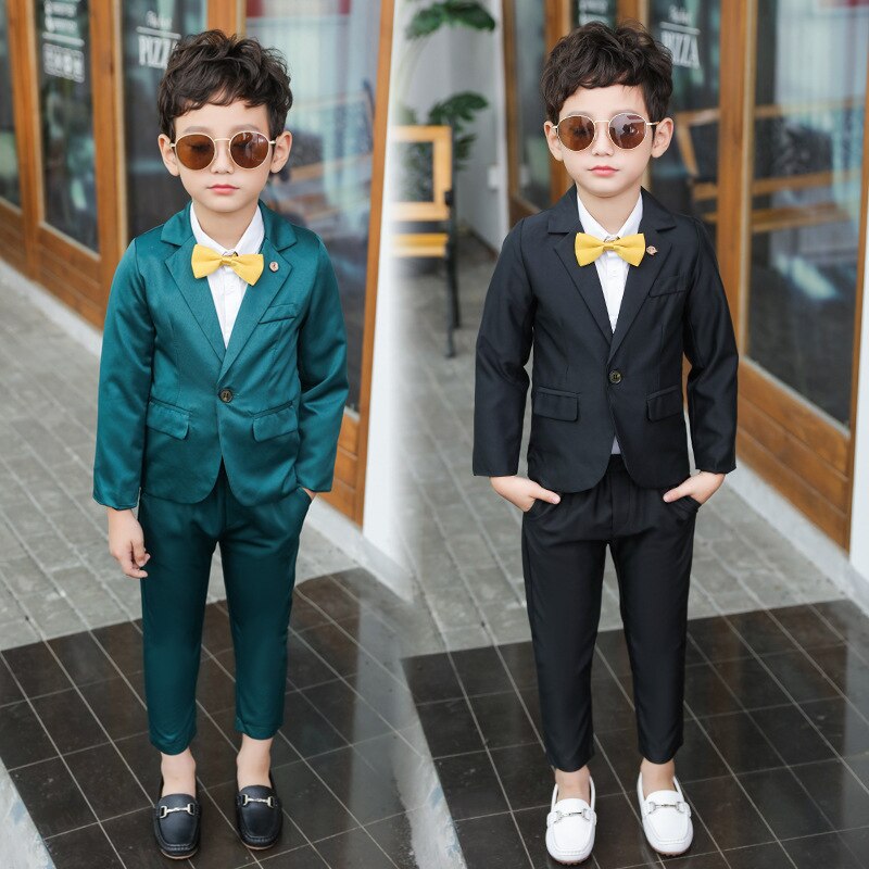 Pojkdräkter formella barn pojke 2 st jackor+byxor gentleman kläder toppar fritidsdräkter för formella kläder kostym outfits