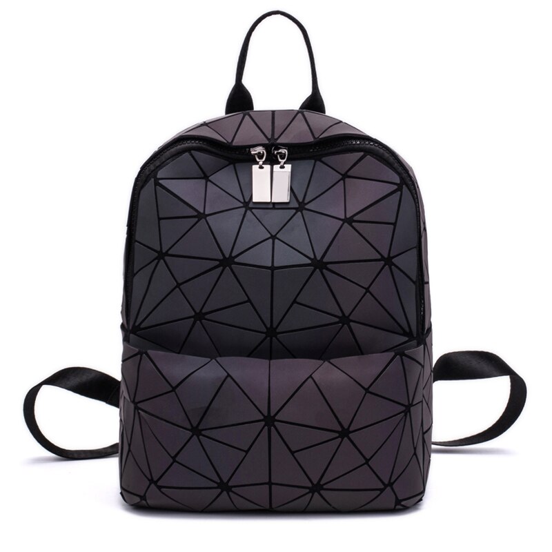 Neue Frauen Rucksack Geometrische Falten Tasche Kleine Studenten Schule Taschen Für Teenager Mädchen Leucht Rucksäcke Hologramm Täglichen Rucksack: Luminous G