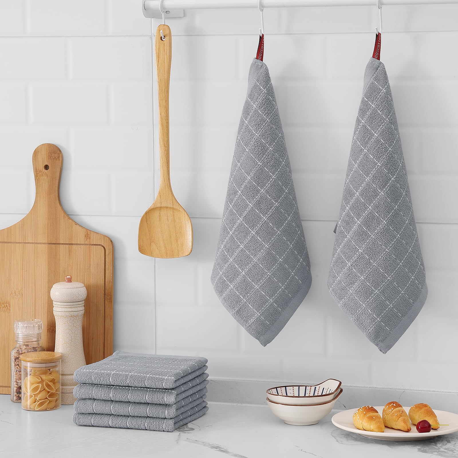 Olanly-toalla de cocina 100% de algodón, paño de limpieza del hogar súper suave y absorbente, trapos para platos diarios reutilizables, paño grueso para platos