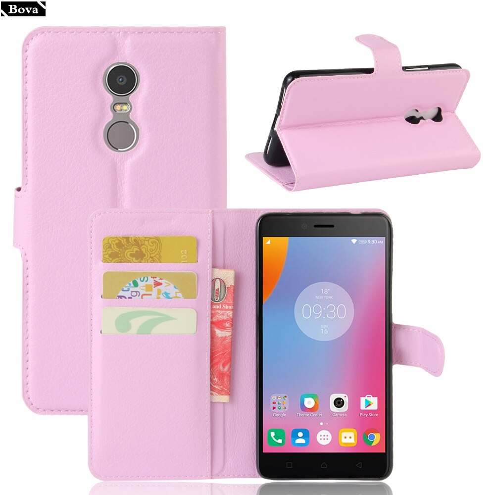 til fundas lenovo  k6 Merk etui pu lær lommebok deksel kortholder telefon etui til lenovo  k6 Merk  k6 Merk beskyttende etui hylster: Rosa jfc