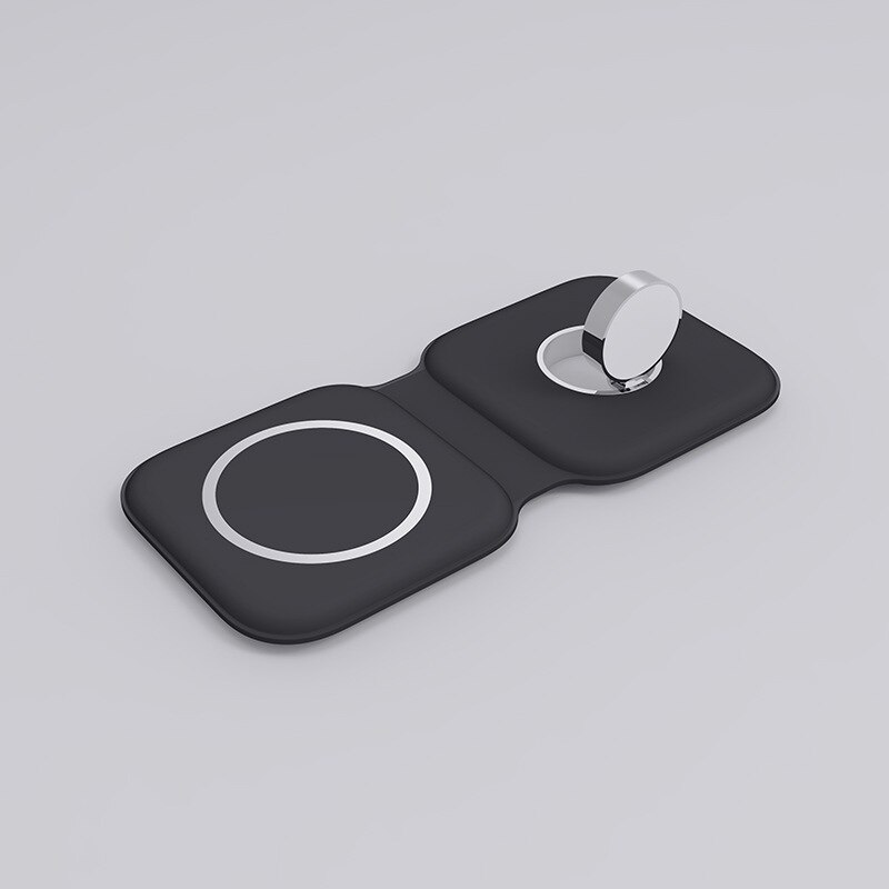 2-in-1 Wireless Charging Station for iPhone & Apple Watch - Magsafe Compatible: Black