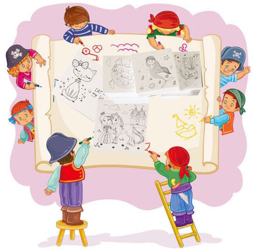 8x8Inch Sketchpad Line Drawing Canvas 20x20 Cm Pattern Random For Kids Or Students Oil And Acrylic Learning Paint Board