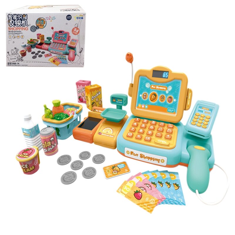 Il registratore di cassa intelligente finge di giocare a cassiere con scanner, microfono, gioca a soldi e drogheria per bambine: Default Title