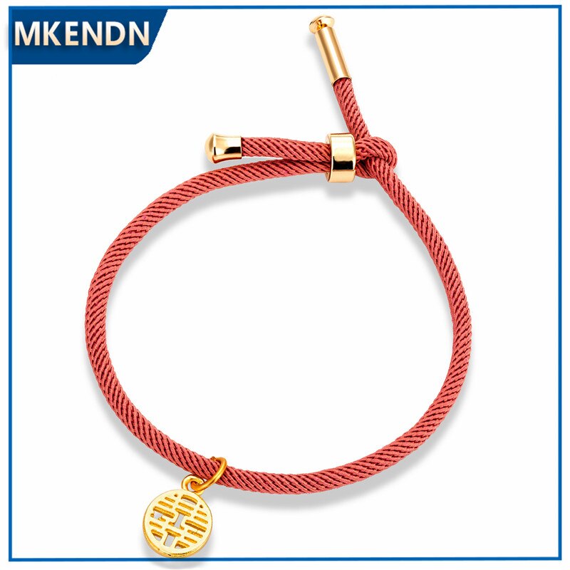 MKENDN-Pulseras de cuerda de Milano minimalistas para hombre y mujer, pulsera de hilo rojo ajustable hecha a mano, de joyería para boda