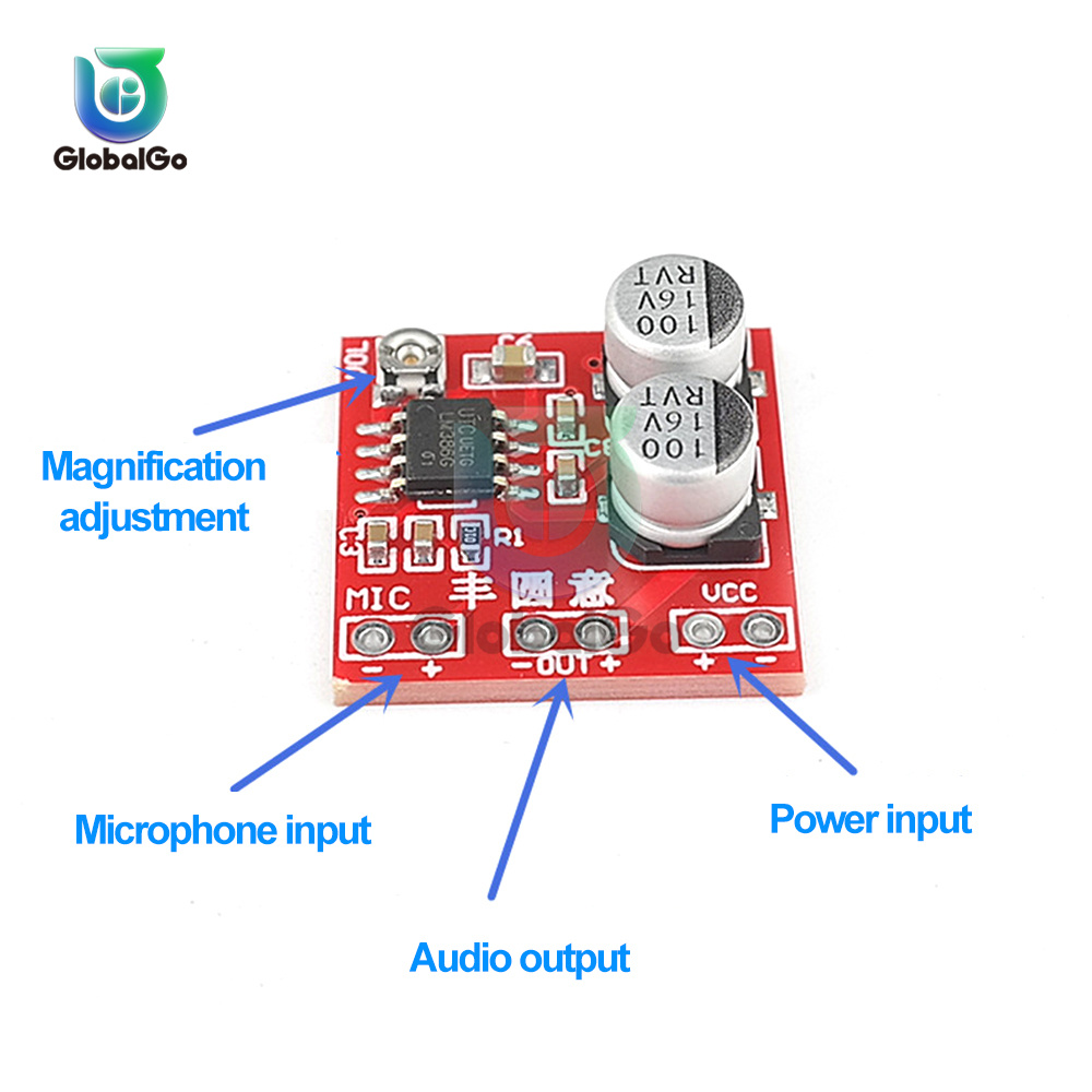 LM386 DC4-12V Electret Microfoon Versterker Board Microfoon Pickup Module Kan Oortelefoons En Kleine Power Luidsprekers Drive