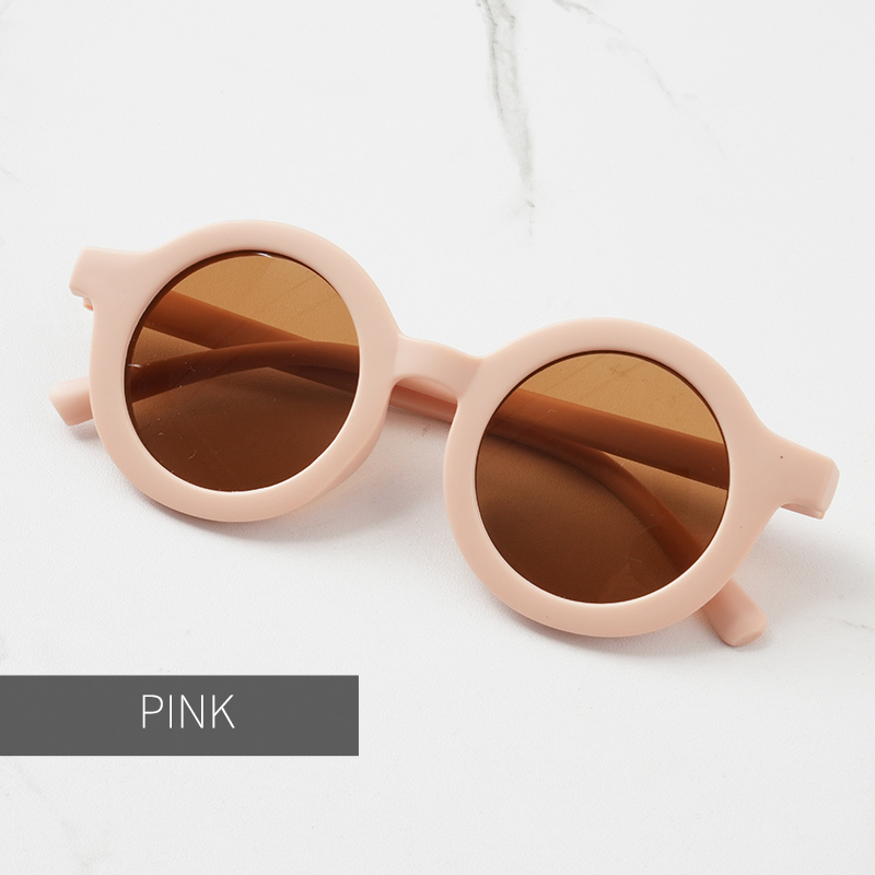 Baby sunglasses matte children's sunglasses trendy round frame retro mocha colored glasses anti purple line: Silver