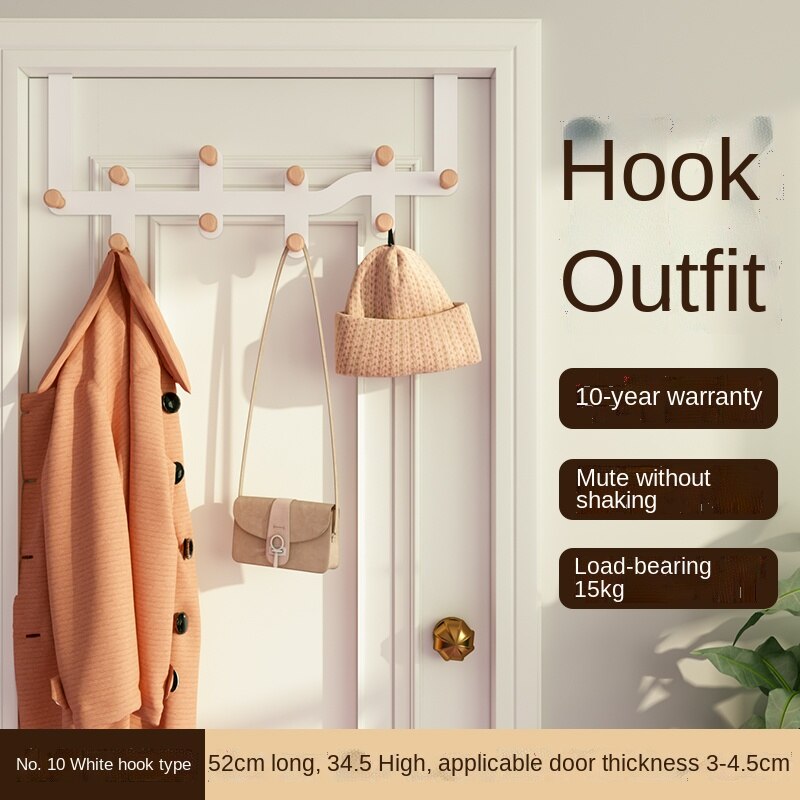 Gancho para colgar ropa detrás de la puerta, sin perforaciones para dormitorio colgador, estante montado en la pared, perchero para abrigo y sombrero