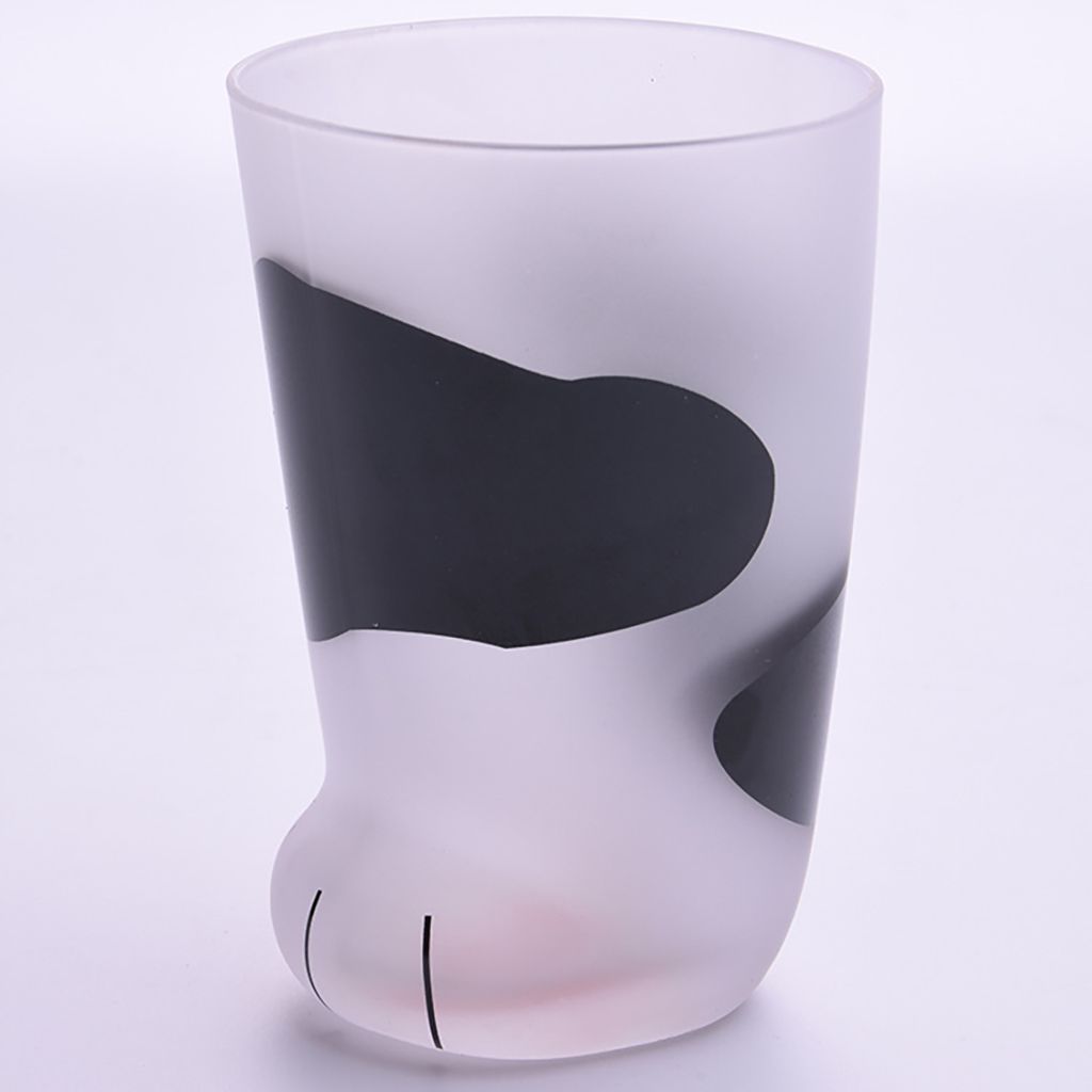 1Pc 300 ML Funny Cute Cat Paw Glass Cup Personality Frosted Cat Claw Shape Coffee Cup For Home,Office,Bar: black
