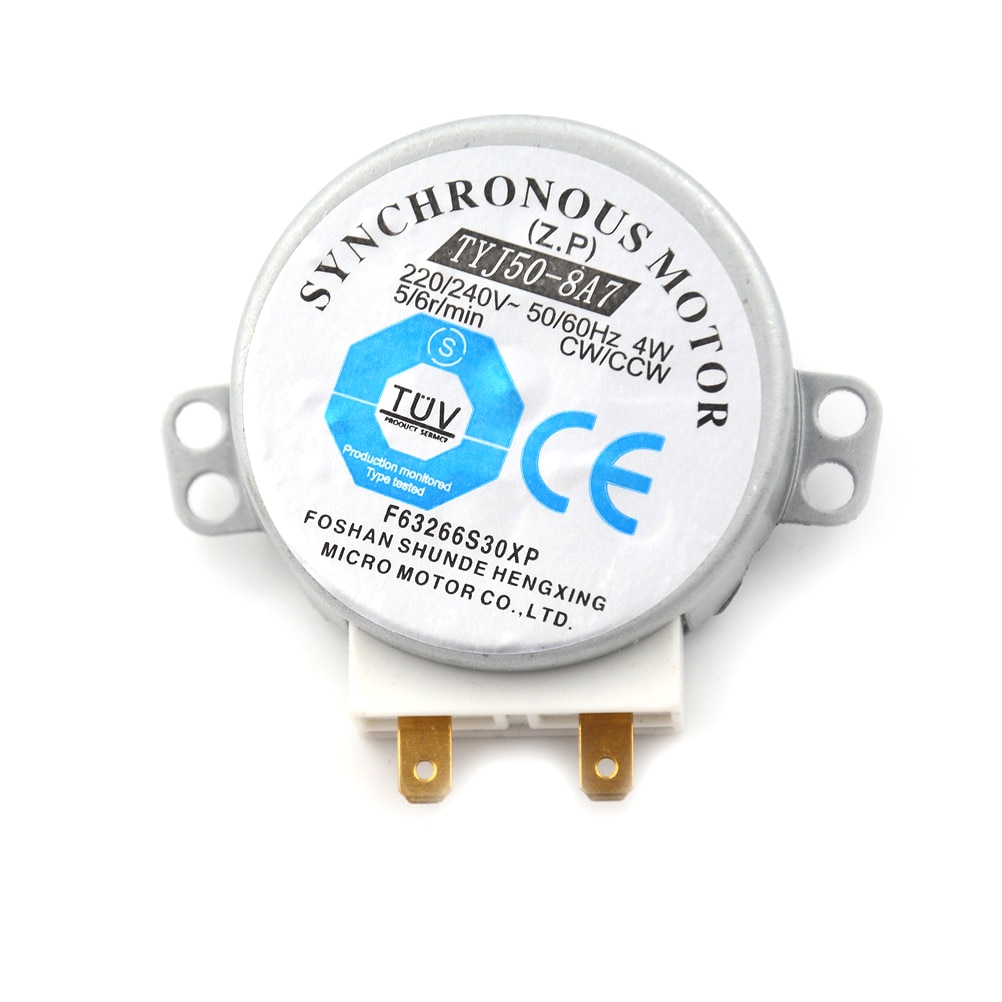 Ac 220-240v 4w 6 o / min mikrosynkronmotor til varmluftblåsere 50/60hz cw / ccw tyj 50-8 a 7 mikrobølgeovnsbrettmotor 48mm dia