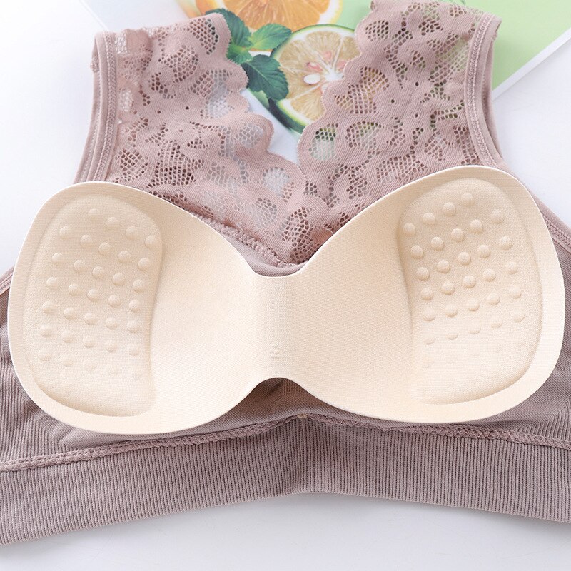 Sujetador deportivo de encaje para mujer, Bralette deportivo de encaje, Top sin mangas, para gimnasio y Yoga