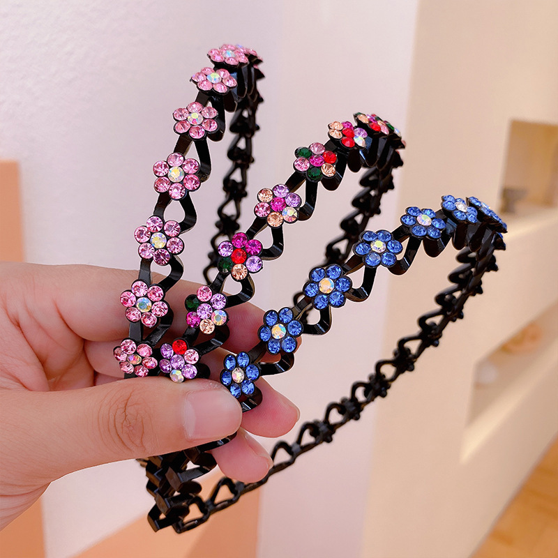 Hair Accessories Flower Rhinestone Pearl Non-Slip Hairbands Elastic Headband Women Hair Hoop Bands Bezel Girls Headdress