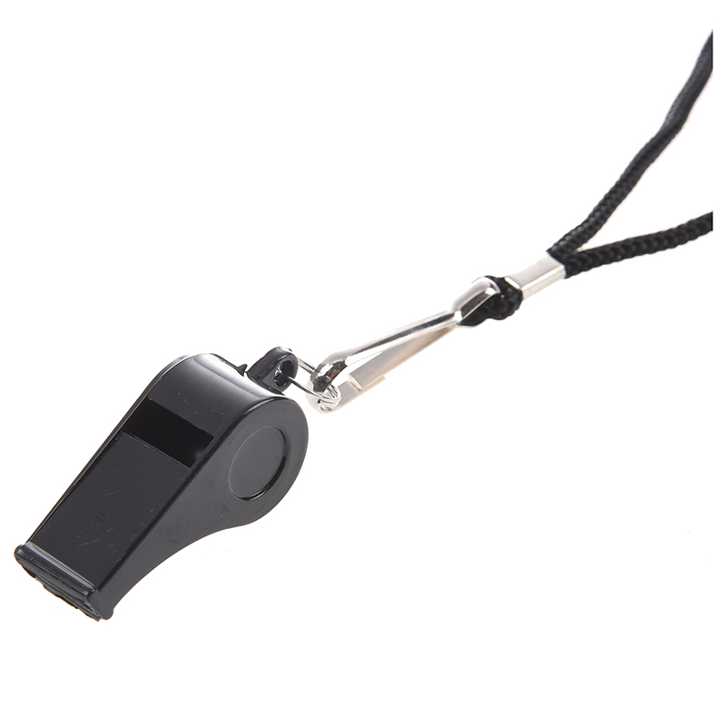 Sodial(r ) 2 stück fußballschiedsrichterpfeife aus schwarzem kunststoff mit halsband