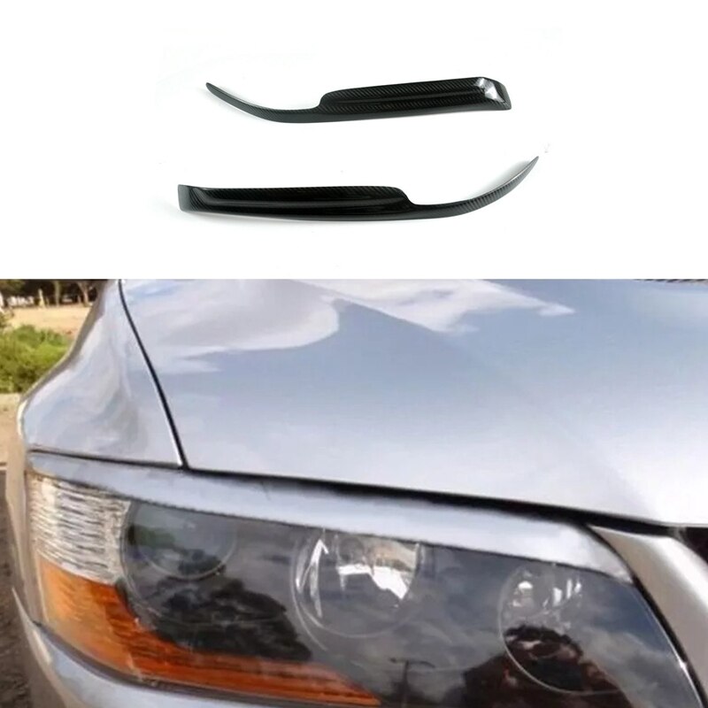 for Mitsubishi EVO 7 8 9 2001-2007 Carbon Fiber Car Sticker Front Headlights Eyebrow Eyelid Trim Cover: Default Title