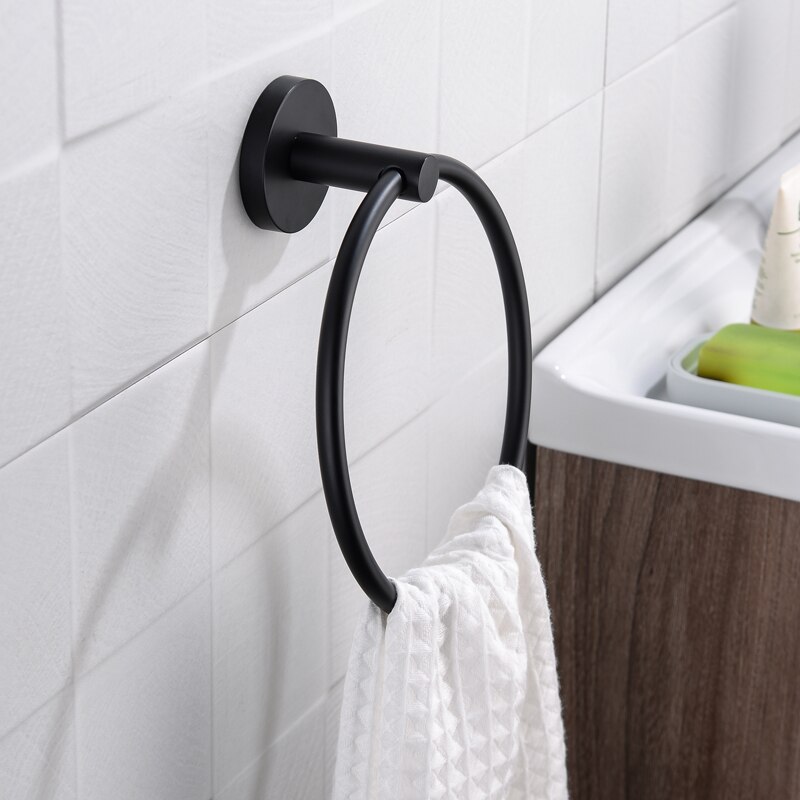 Mat sort finish rustfrit stål badeværelse håndklæd... – Grandado