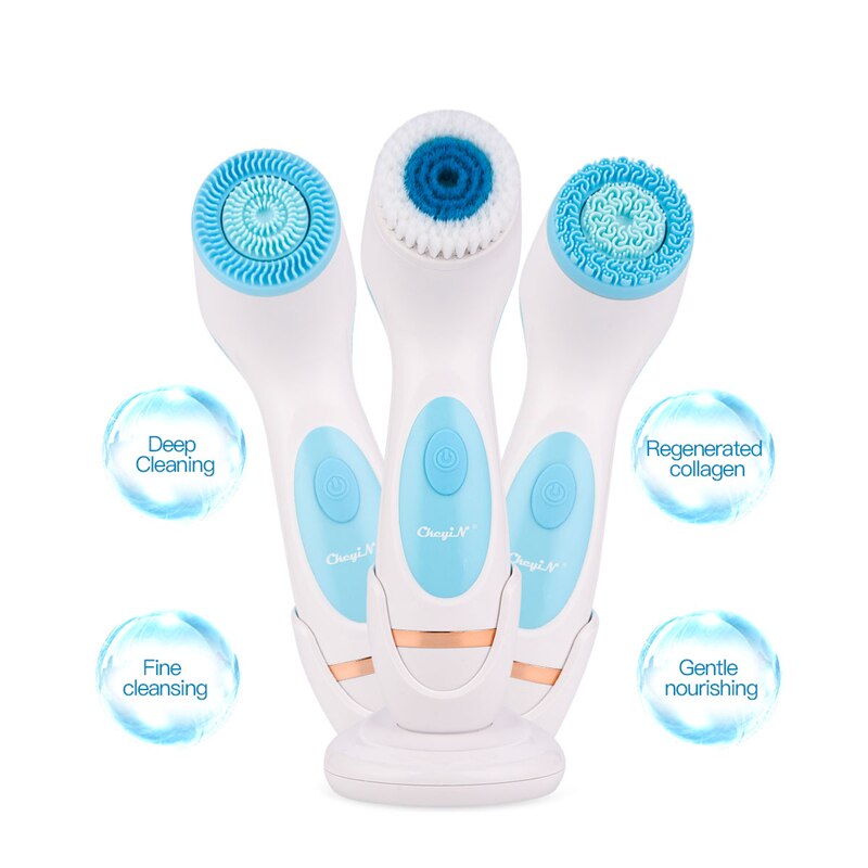 Limpiador Facial eléctrico 3 en 1, máquina limpiadora de rostro y poros de la piel, masaje de limpieza corporal, herramientas de limpieza