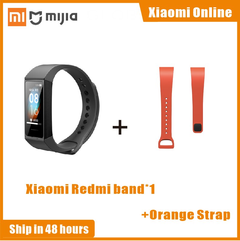 I lager xiaomi redmi band 4 armband 5 hjärtfrekvens fitness sport tracker vattentätt armband touch stor smart färgskärm: Tillsätt apelsin