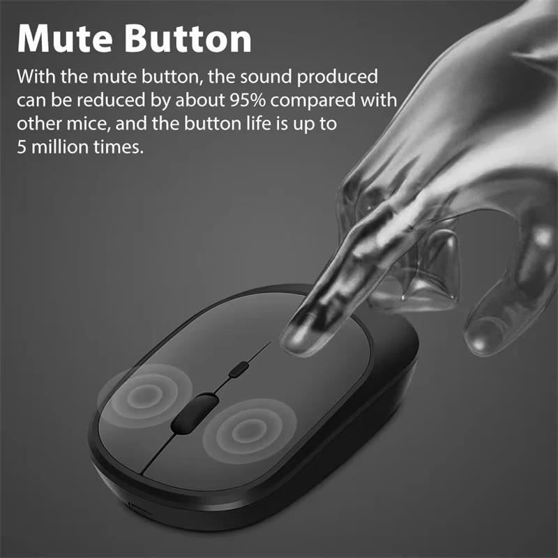 Xiaomi mouse sem fio bluetooth 2.4g, mouse silencioso ajustável dpi design ergonômico usb recarregável para jogos e escritório