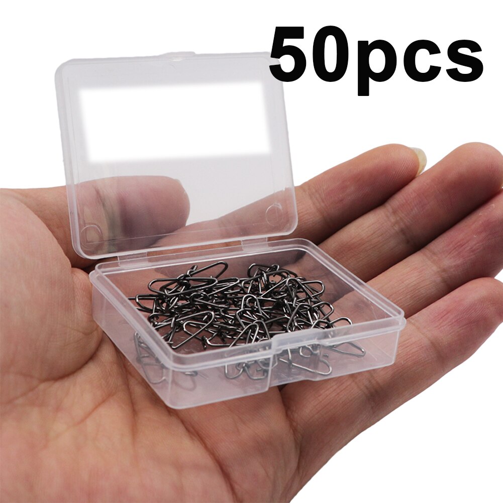 50-100pcs/box Stainless Steel Fishing Swivels Snap Interlock Rolling Swivel With Hooked Snap Hooks Fish Accessories Tool: 50PCS 1BOX / size10  16mm  4kg