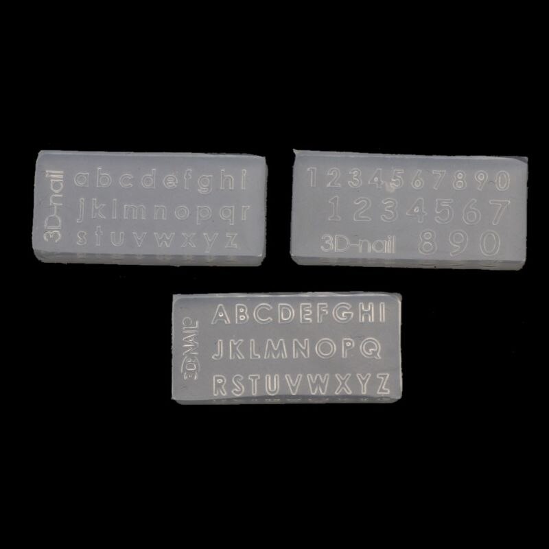 3Pcs Kleine Maat Nummers Letters Mold Kit Alfabet Hanger Uv Resin Siliconen Mal Sieraden Maken Gereedschap Nail Art Ambachten