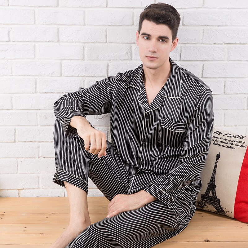 Vår høst menn pyjamas sett med sove topp & bukser mannlige pyjamas fritidsklær hjemmeklær nattøy