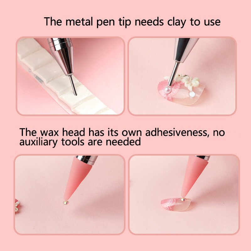 ANGNYA 1Pcs Dual Heads Acrylic Nail Dotting Wax Pen Rhinestones Gem Picker Crystal Picking Nail Art Studs Dotter DIY Drill Tools