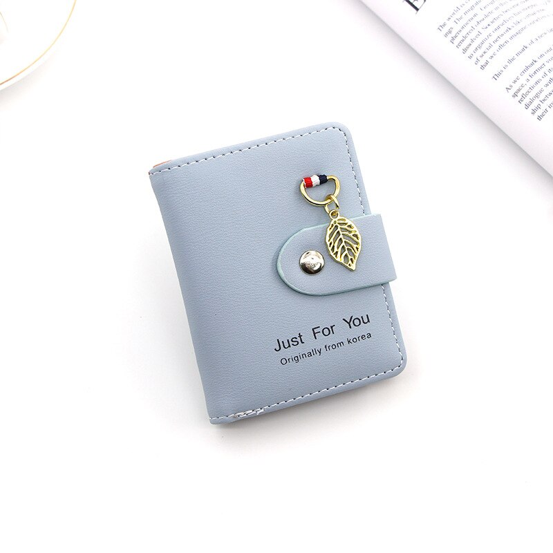 2022 Women Card Wallet Leather Mini Cute Credit Card Holder Coin Purse Multi-function Card Case For Girls: Blue