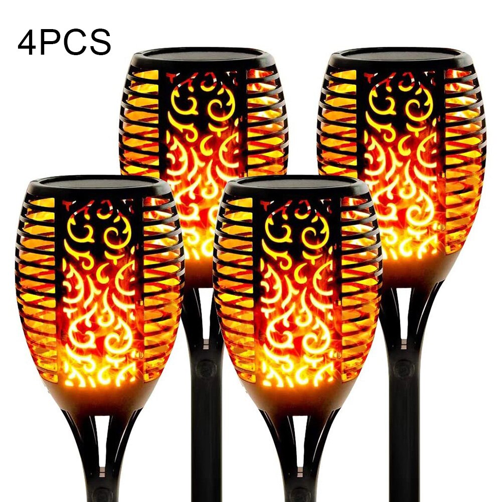 Halloween 1/2/4 Pcs Solar Power Taschenlampe Flackern Flammen 33 Led-leuchten Garten Dekoration Lampe: 4pcs