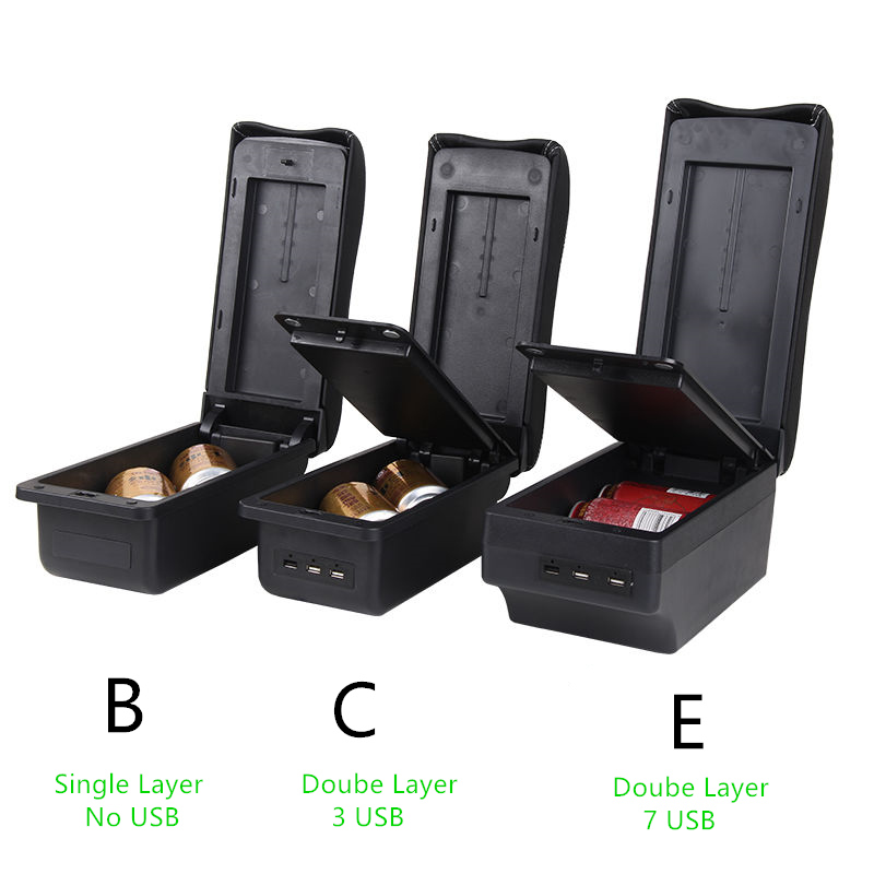 Armrest Box for Ford Fiesta Kaptur Leather Arm Rest Center Console Storage USB Car Accessory