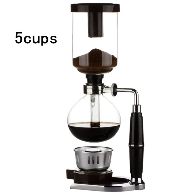 Novo Estilo de Casa Sifão cafeteira Sifão Chá tipo de filtro da máquina de café de vidro pote de vácuo cafeteira 3cup: 5cups black