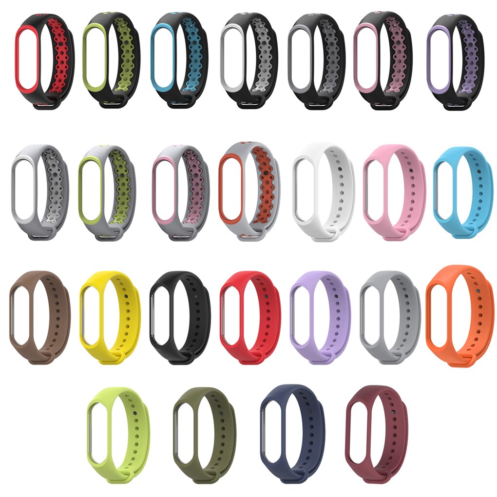 Replacement for Xiaomi Mi Band 3/4 Silicone Wristband Double Colors/Solid Sports Watch Wrist Strap Band