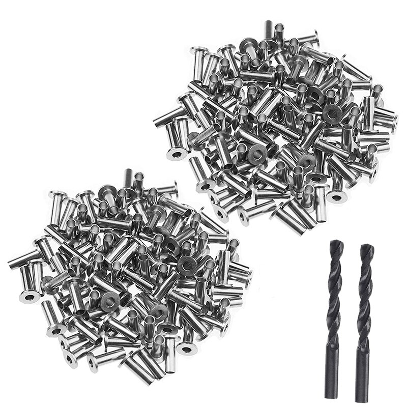 200 Pack T316 Stainless Steel Protector Sleeves for 1/8 inch Wire Rope Cable Railing, DIY Balustrade